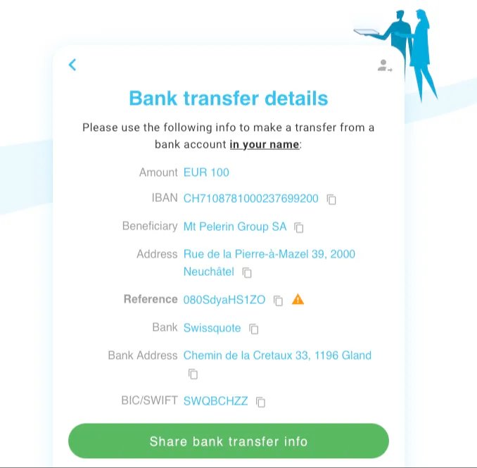 Configuration virement Mt Pèlerin